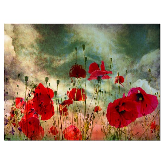Designart - Wild Red Poppy Flowers in Sky